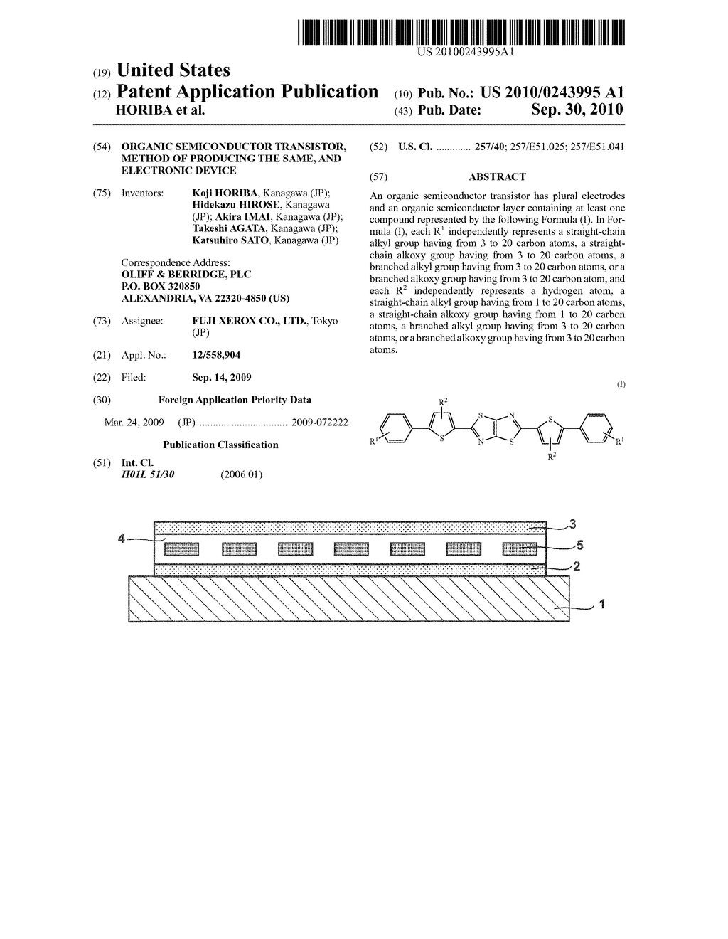 ORGANIC SEMICONDUCTOR TRANSISTOR, METHOD OF PRODUCING THE SAME, AND ELECTRONIC DEVICE - diagram, schematic, and image 01