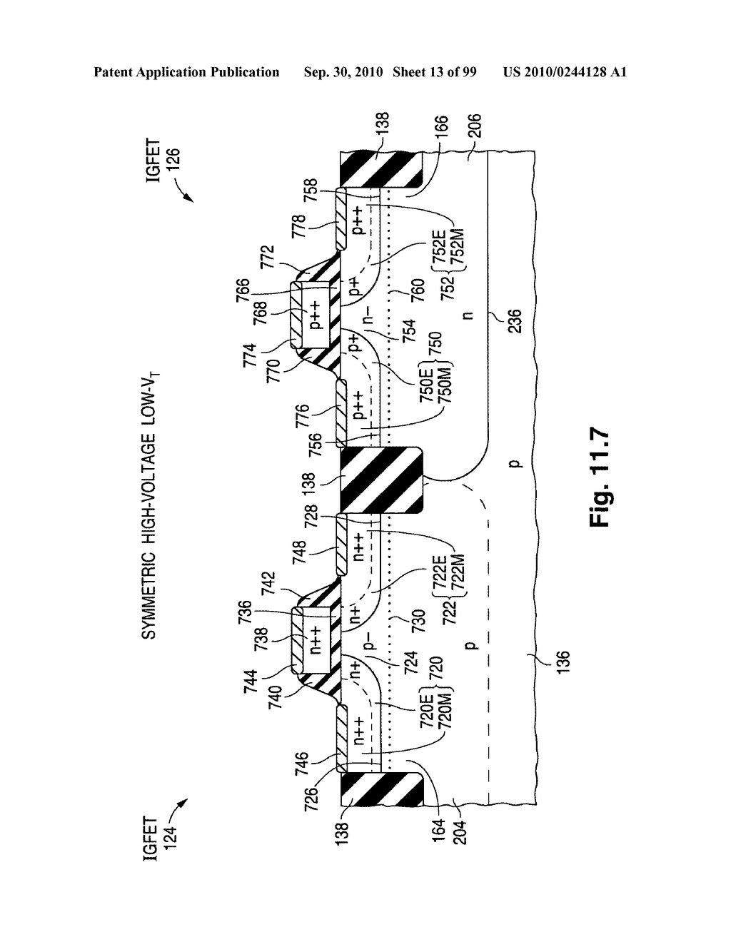 Configuration and fabrication of semiconductor structure using empty and filled wells - diagram, schematic, and image 14