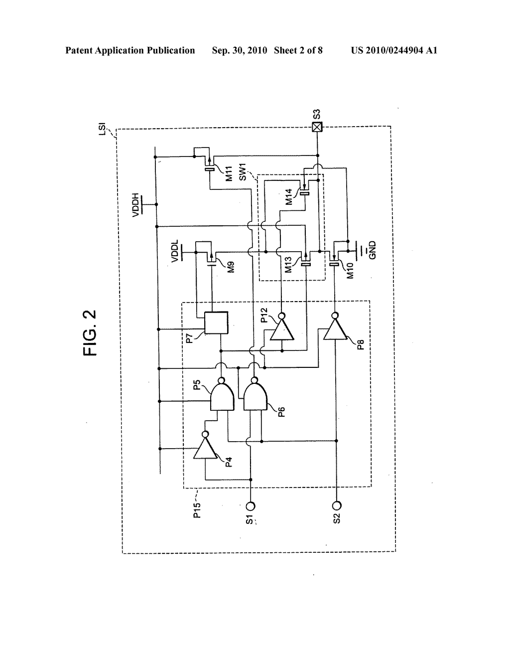 Buffer circuit having switch circuit capable of outputing two and more different high voltage potentials - diagram, schematic, and image 03