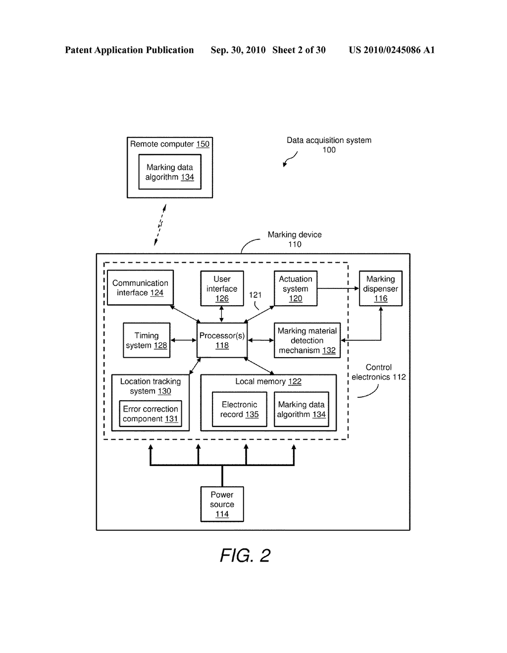 MARKING APPARATUS CONFIGURED TO DETECT OUT-OF-TOLERANCE CONDITIONS IN CONNECTION WITH UNDERGROUND FACILITY MARKING OPERATIONS, AND ASSOCIATED METHODS AND SYSTEMS - diagram, schematic, and image 03