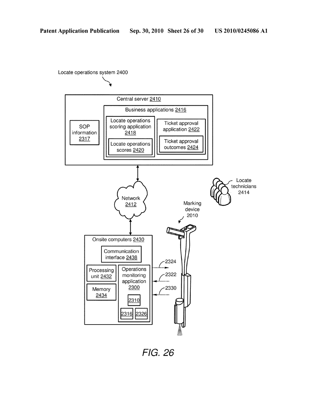 MARKING APPARATUS CONFIGURED TO DETECT OUT-OF-TOLERANCE CONDITIONS IN CONNECTION WITH UNDERGROUND FACILITY MARKING OPERATIONS, AND ASSOCIATED METHODS AND SYSTEMS - diagram, schematic, and image 27