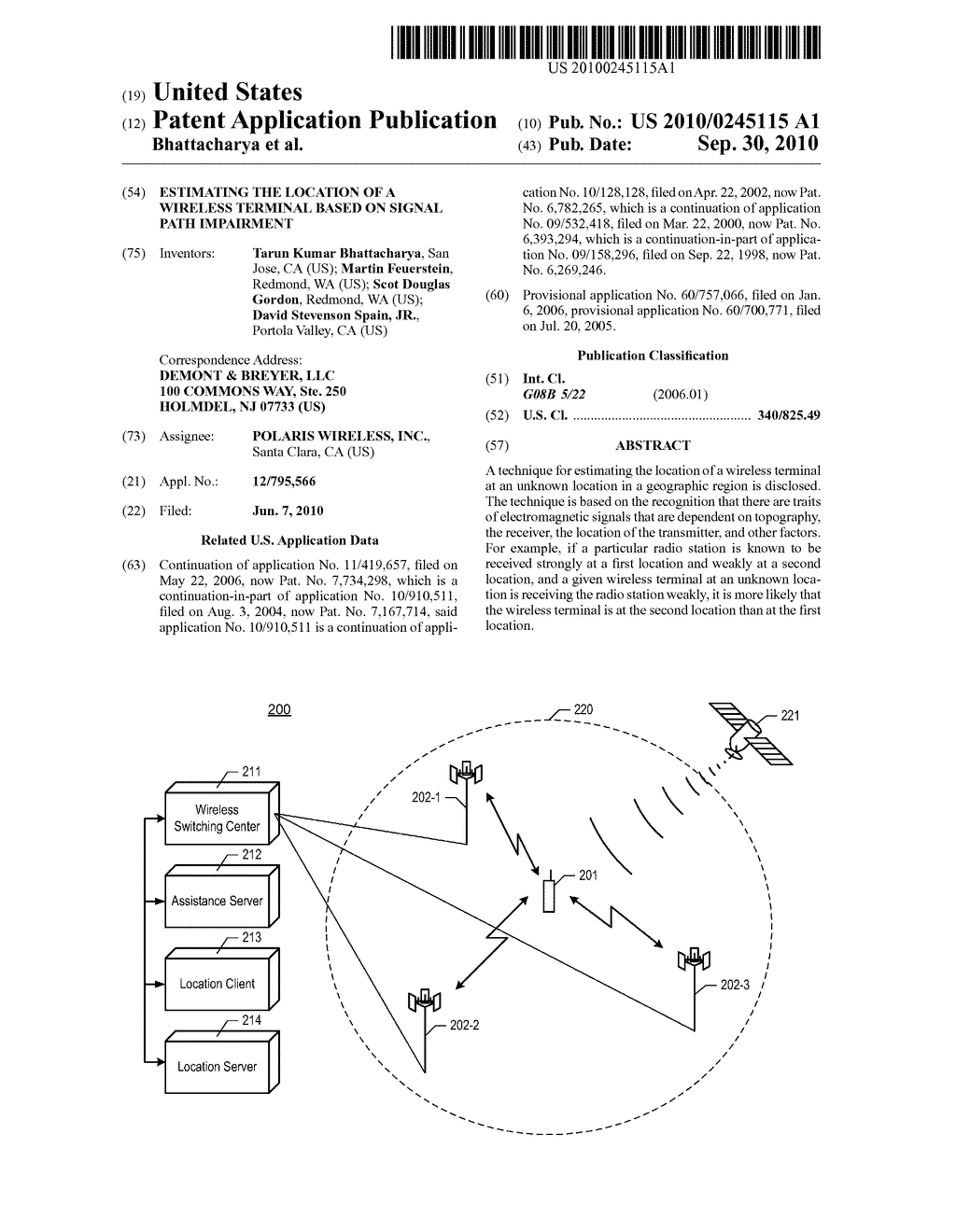 Estimating the Location of a Wireless Terminal Based on Signal Path Impairment - diagram, schematic, and image 01