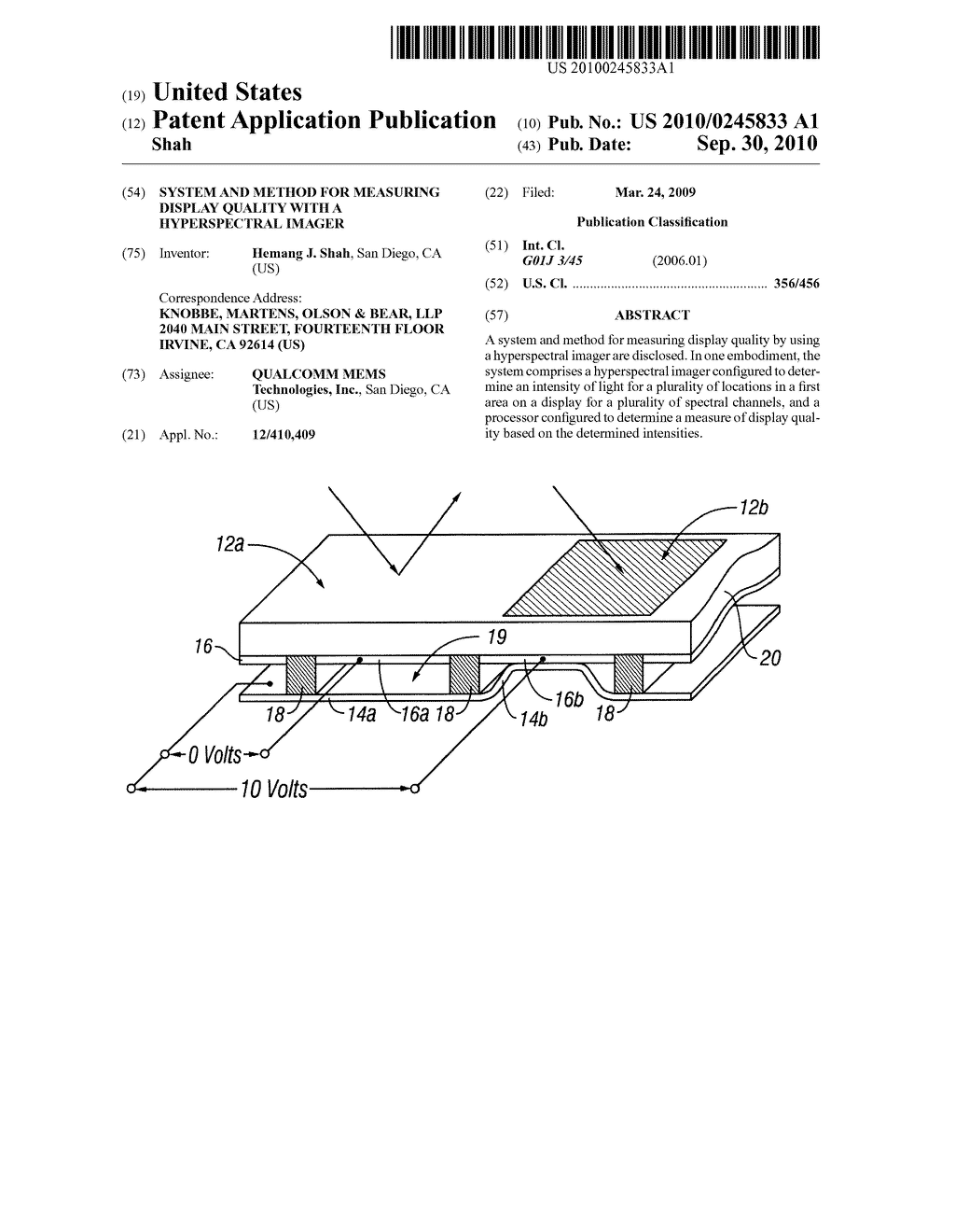 SYSTEM AND METHOD FOR MEASURING DISPLAY QUALITY WITH A HYPERSPECTRAL IMAGER - diagram, schematic, and image 01