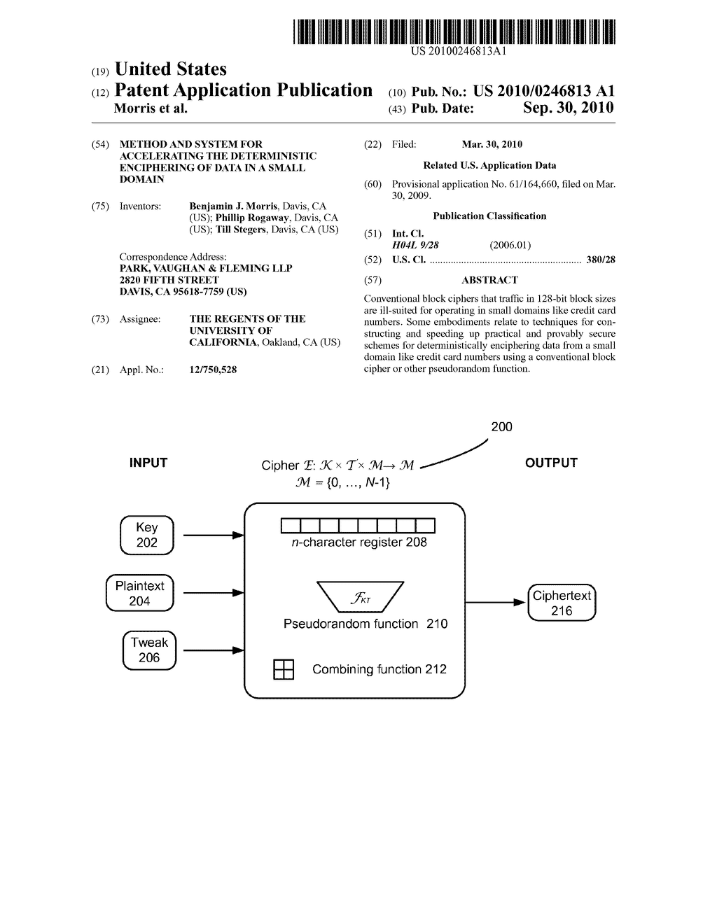 METHOD AND SYSTEM FOR ACCELERATING THE DETERMINISTIC ENCIPHERING OF DATA IN A SMALL DOMAIN - diagram, schematic, and image 01