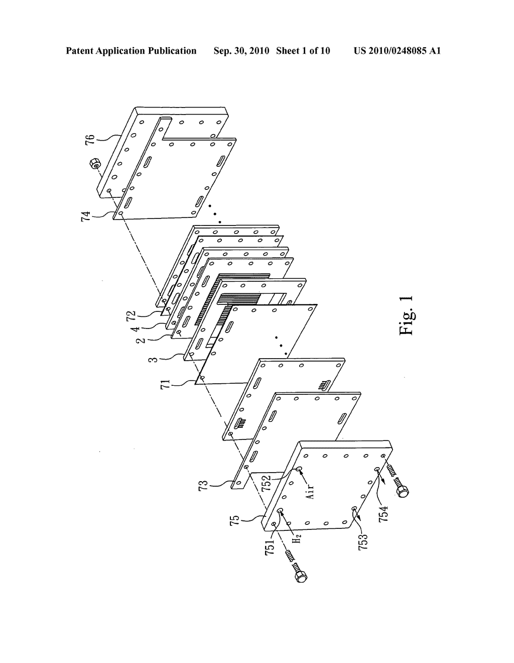 Flow field plate of a fuel cell with airflow guiding gaskets - diagram, schematic, and image 02