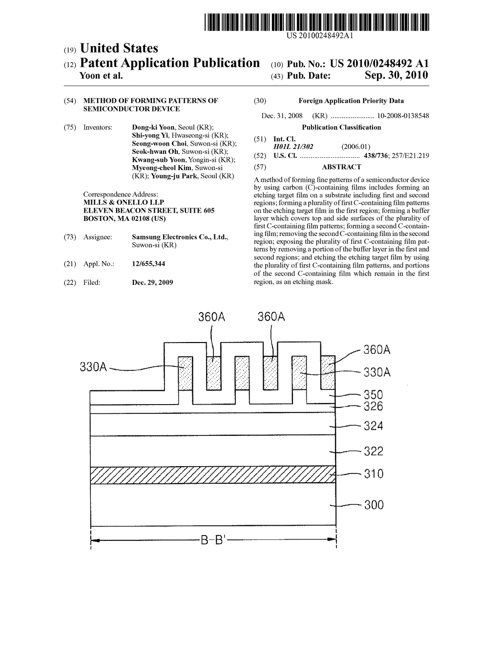 Method of forming patterns of semiconductor device - diagram, schematic, and image 01