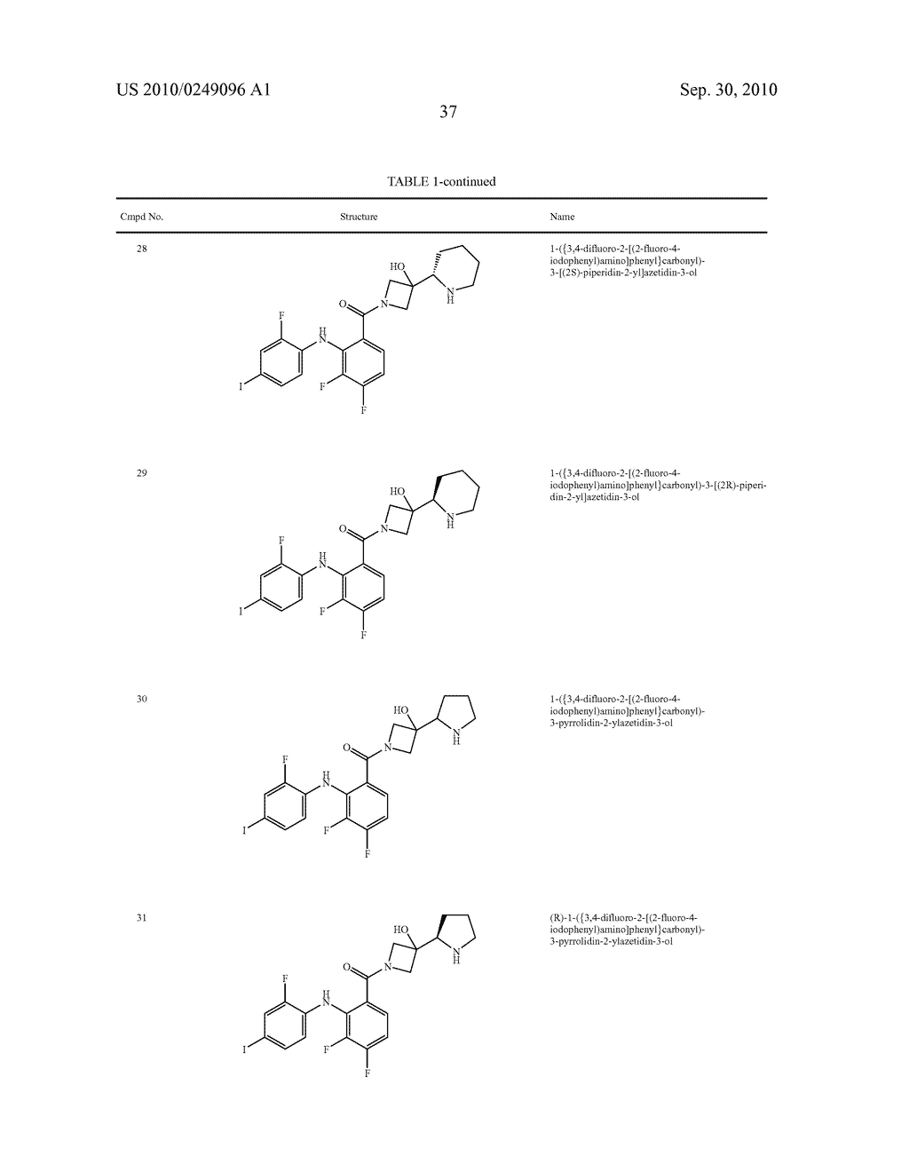 Azetidines as MEK Inhibitors for the Treatment of Proliferative Diseases - diagram, schematic, and image 38