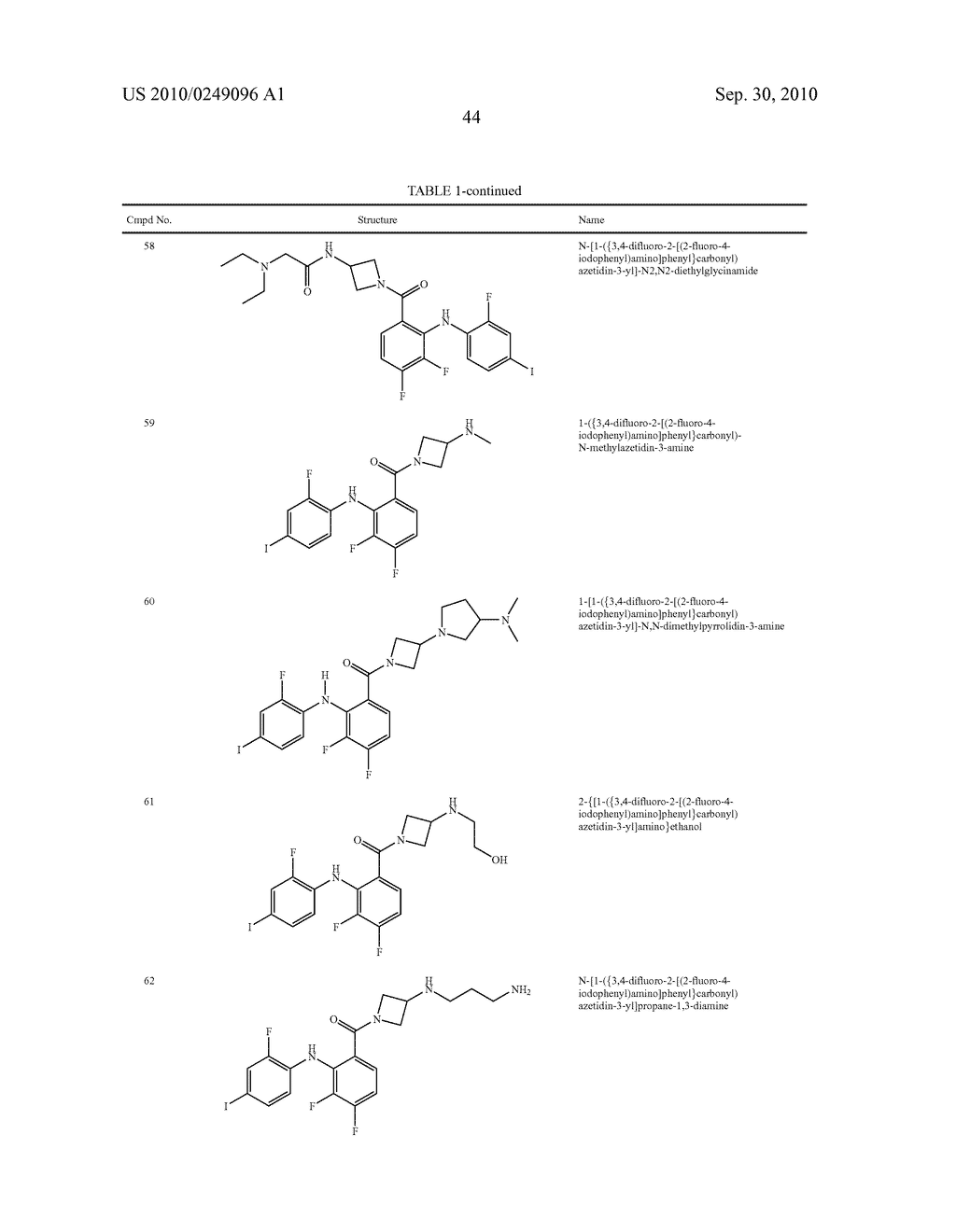 Azetidines as MEK Inhibitors for the Treatment of Proliferative Diseases - diagram, schematic, and image 45