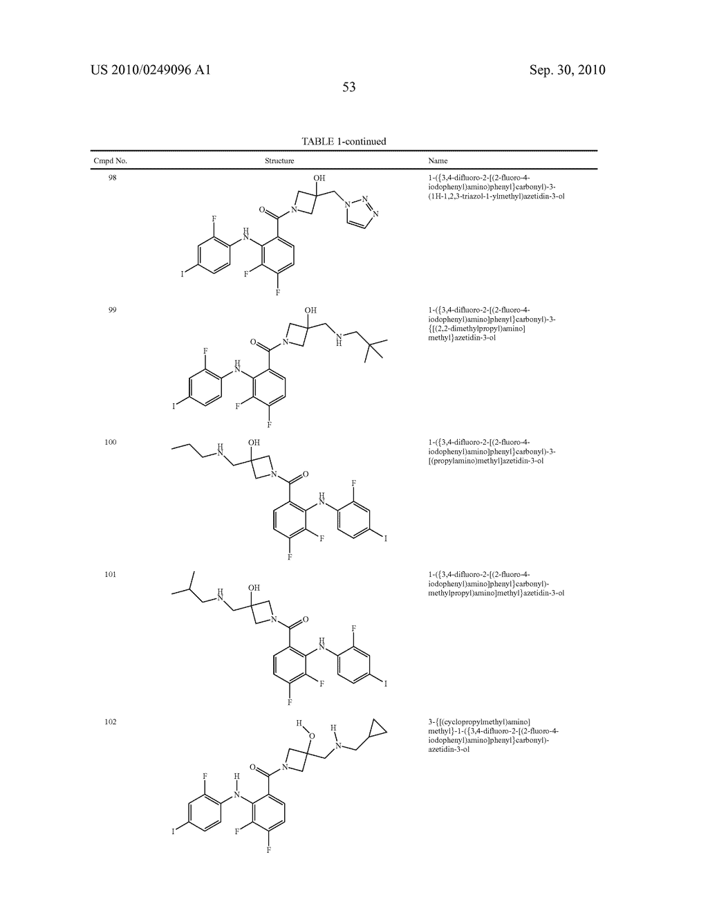 Azetidines as MEK Inhibitors for the Treatment of Proliferative Diseases - diagram, schematic, and image 54
