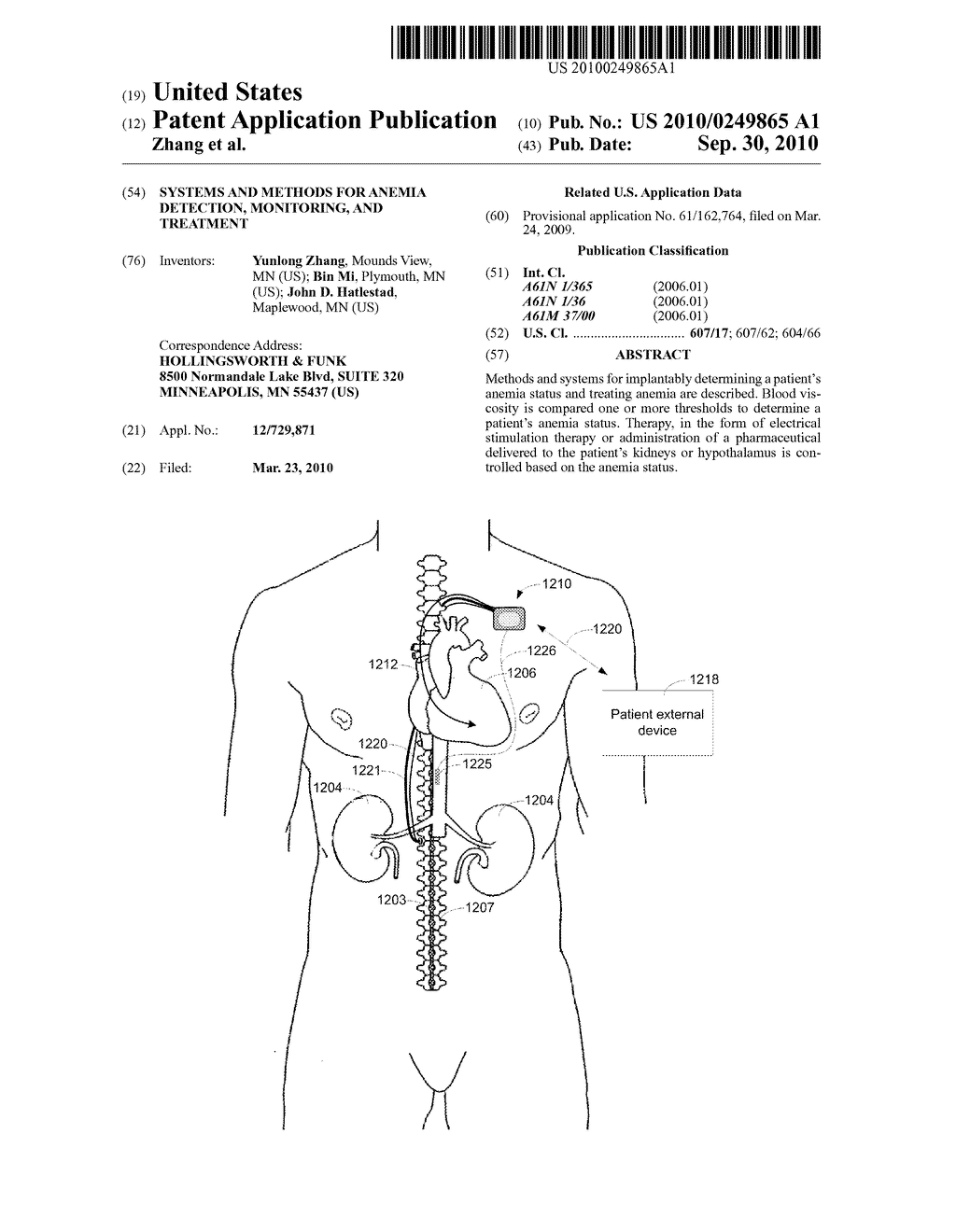 Systems and Methods for Anemia Detection, Monitoring, and Treatment - diagram, schematic, and image 01