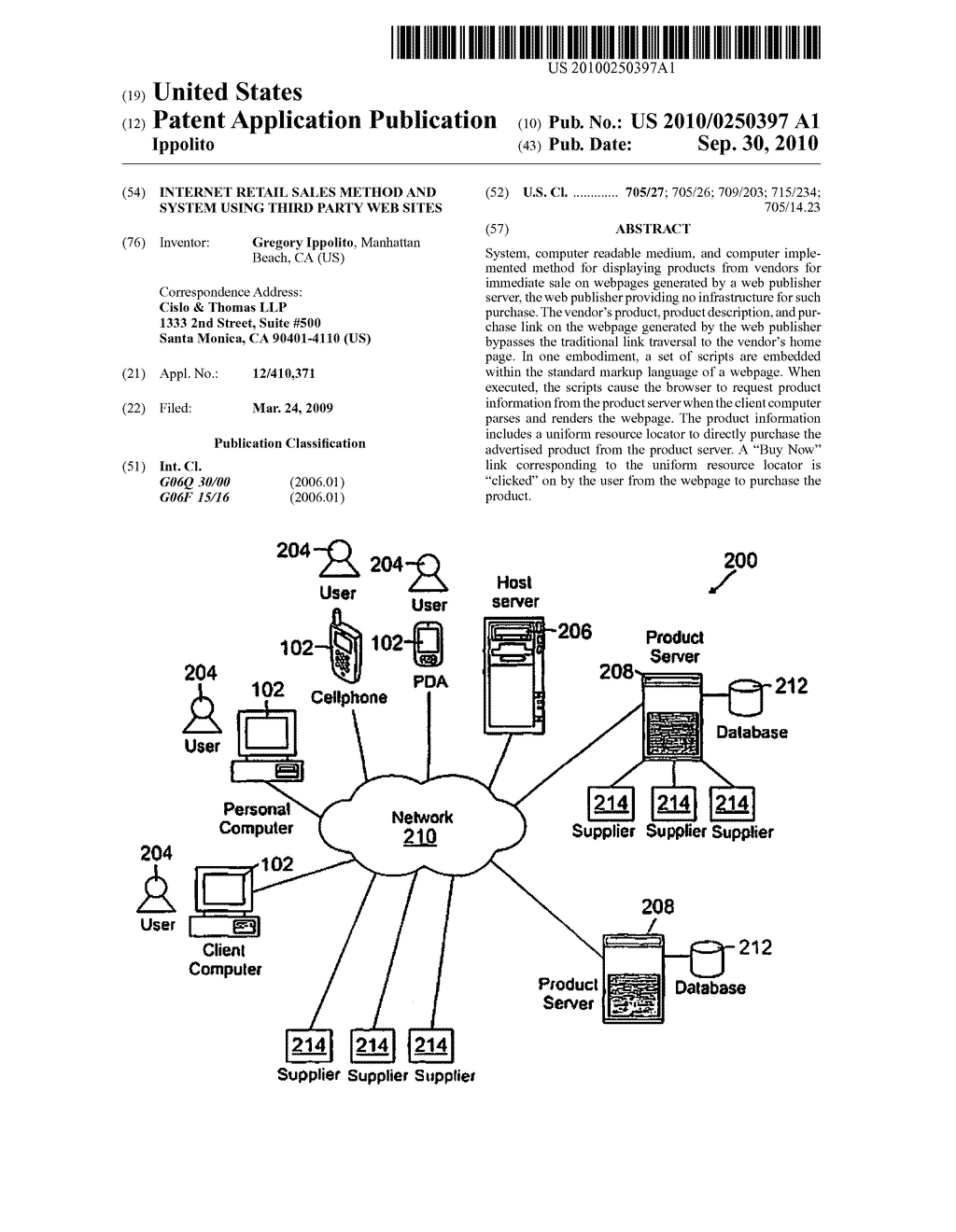 Internet Retail Sales Method and System Using Third Party Web Sites - diagram, schematic, and image 01