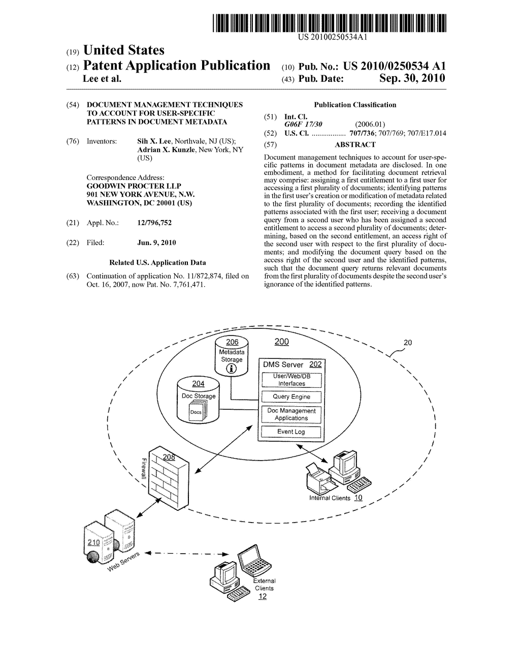 Document Management Techniques to Account for User-Specific Patterns in Document Metadata - diagram, schematic, and image 01