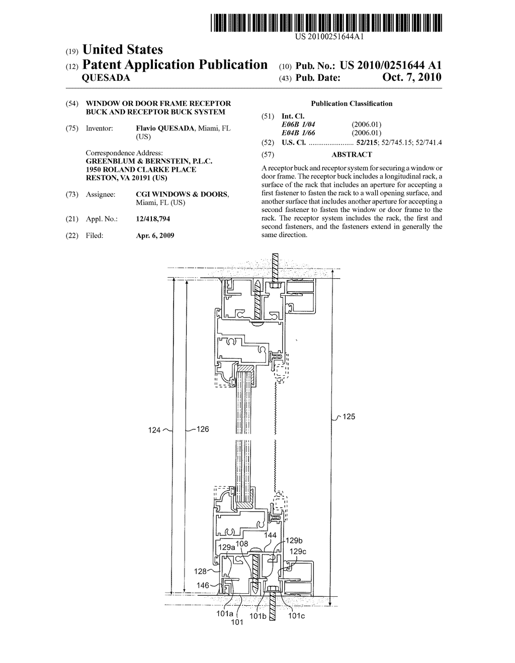 WINDOW OR DOOR FRAME RECEPTOR BUCK AND RECEPTOR BUCK SYSTEM - diagram, schematic, and image 01