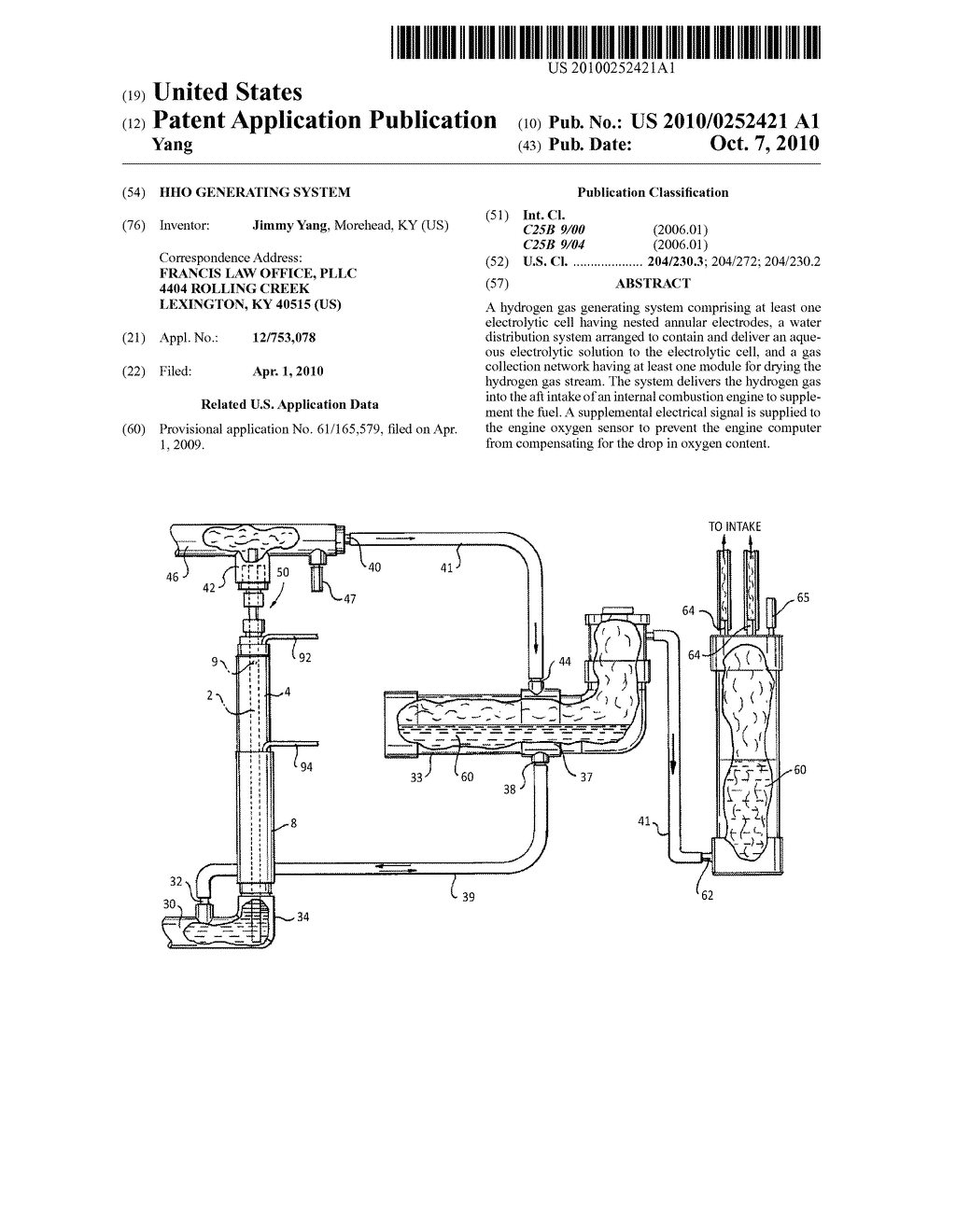 HHO GENERATING SYSTEM - diagram, schematic, and image 01