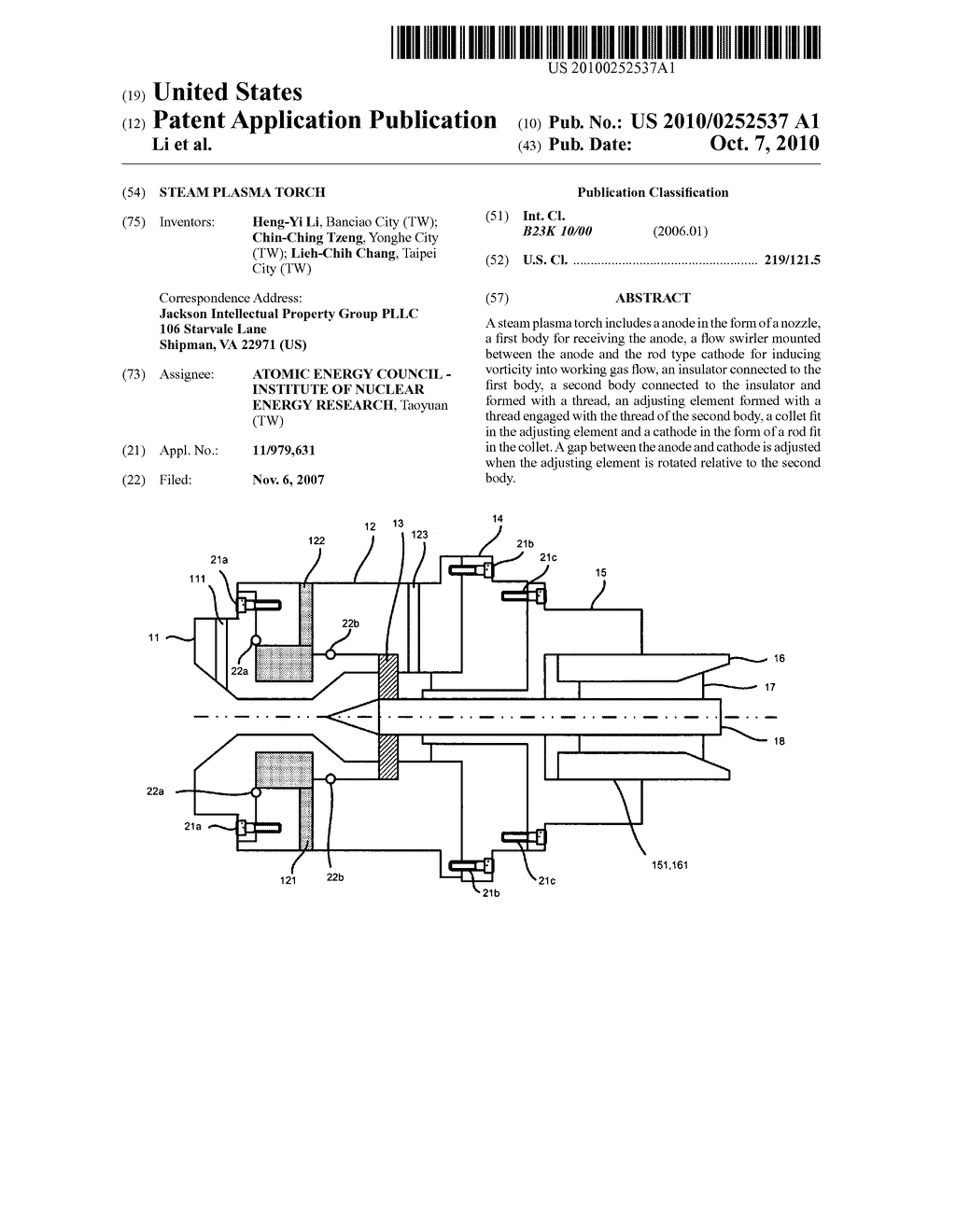 Steam plasma torch - diagram, schematic, and image 01