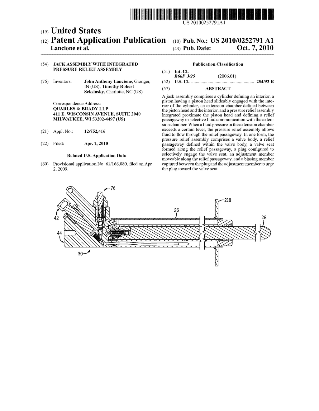 JACK ASSEMBLY WITH INTEGRATED PRESSURE RELIEF ASSEMBLY - diagram, schematic, and image 01