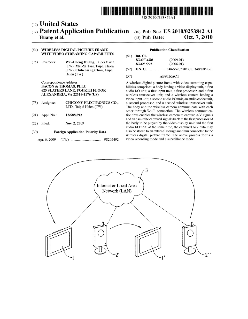 Wireless digital picture frame with video streaming capabilities - diagram, schematic, and image 01