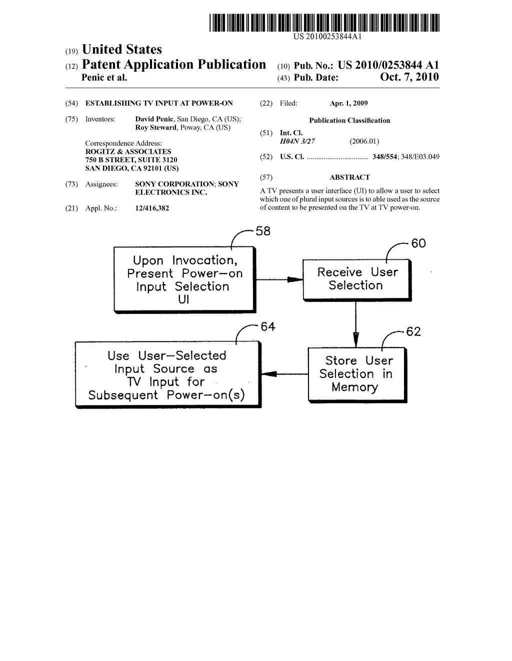 ESTABLISHING TV INPUT AT POWER-ON - diagram, schematic, and image 01