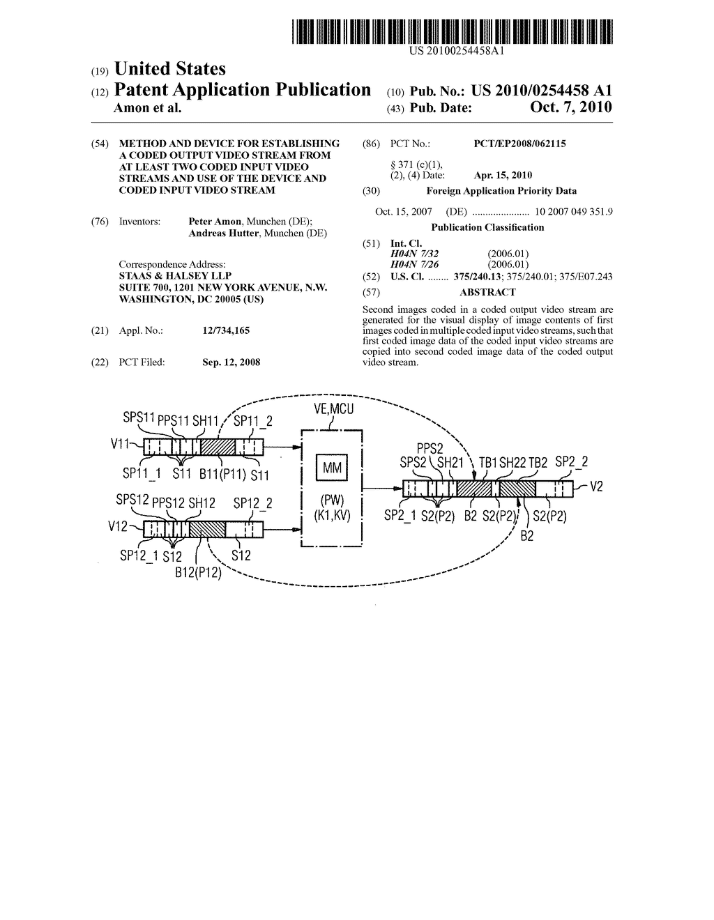 METHOD AND DEVICE FOR ESTABLISHING A CODED OUTPUT VIDEO STREAM FROM AT LEAST TWO CODED INPUT VIDEO STREAMS AND USE OF THE DEVICE AND CODED INPUT VIDEO STREAM - diagram, schematic, and image 01