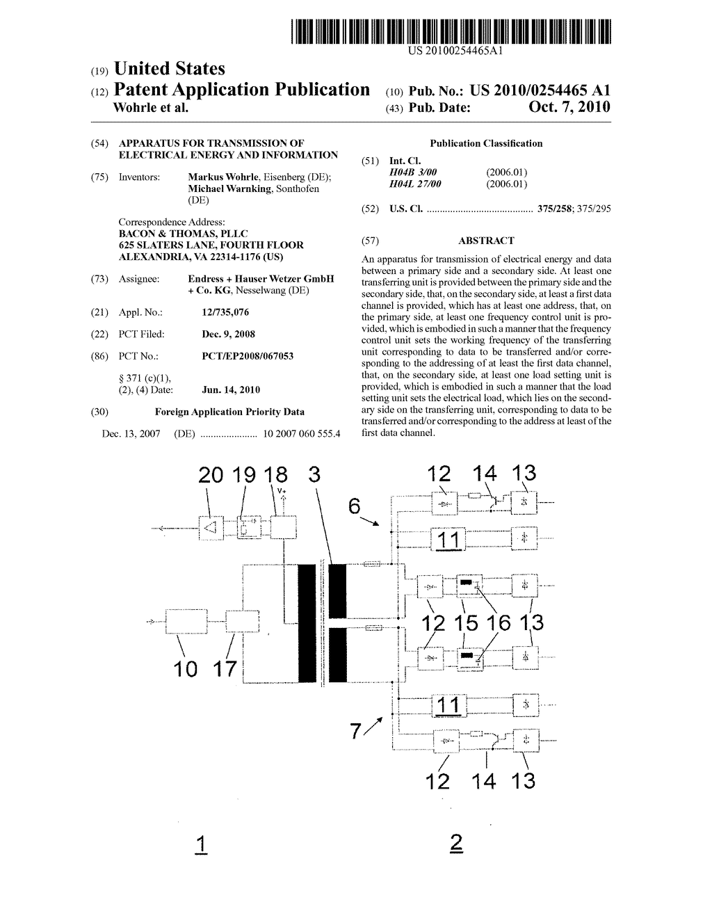 APPARATUS FOR TRANSMISSION OF ELECTRICAL ENERGY AND INFORMATION - diagram, schematic, and image 01