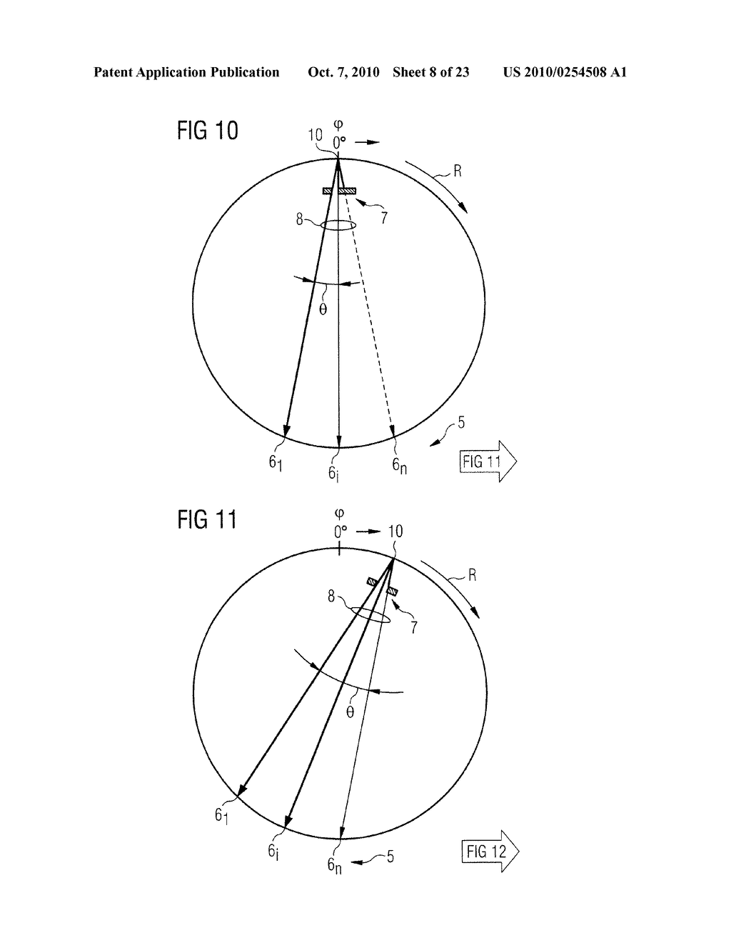 METHOD AND DEVICE TO GENERATE PROJECTIONS OF THE INSIDE OF AN EXAMINATION SUBJECT - diagram, schematic, and image 09