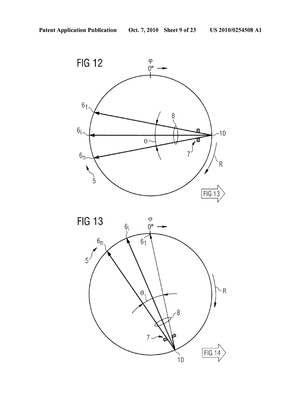 METHOD AND DEVICE TO GENERATE PROJECTIONS OF THE INSIDE OF AN EXAMINATION SUBJECT - diagram, schematic, and image 10