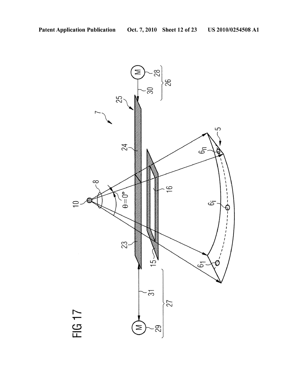 METHOD AND DEVICE TO GENERATE PROJECTIONS OF THE INSIDE OF AN EXAMINATION SUBJECT - diagram, schematic, and image 13