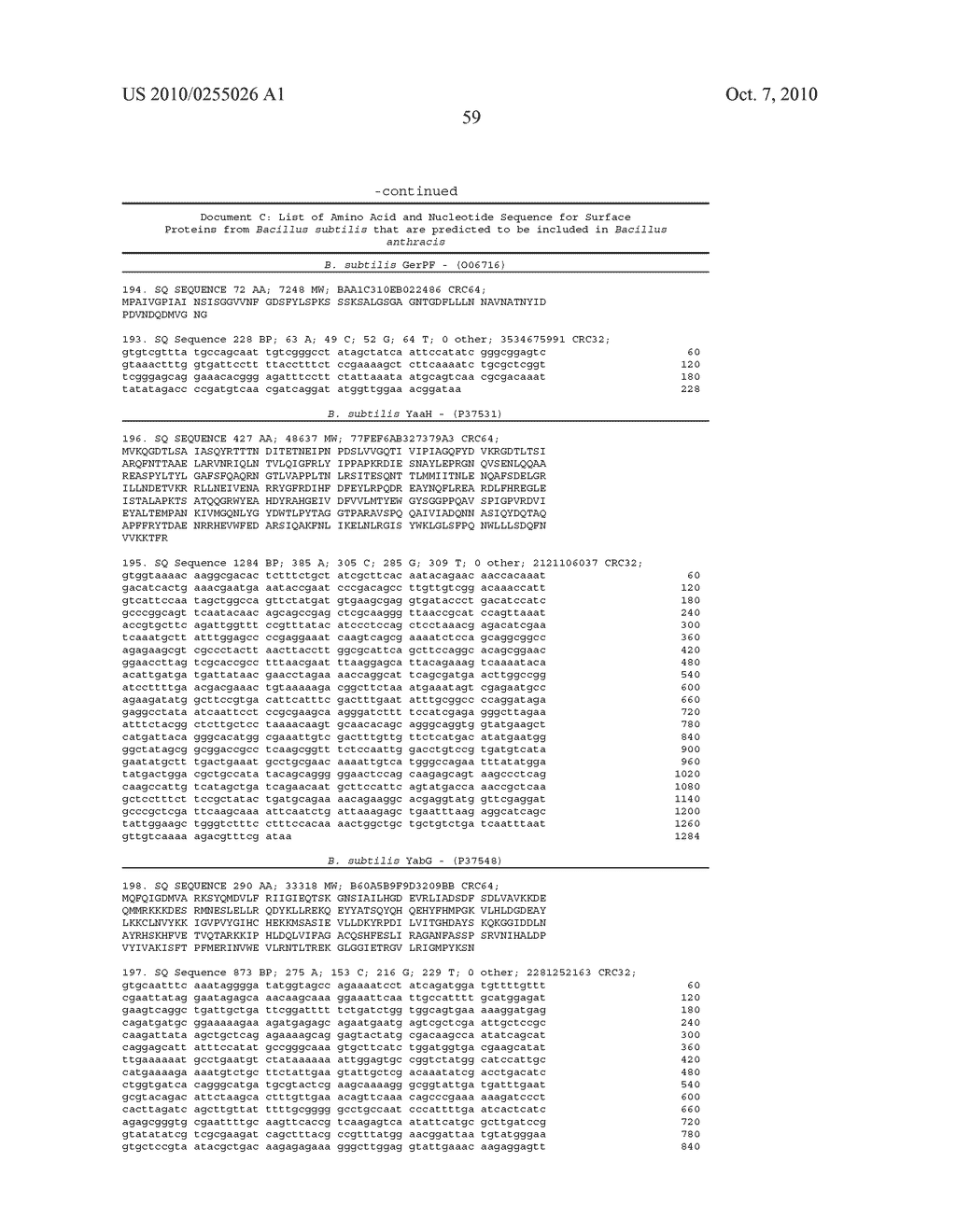 Methods and compositions relating to anthrax spore glycoproteins as vaccines - diagram, schematic, and image 65