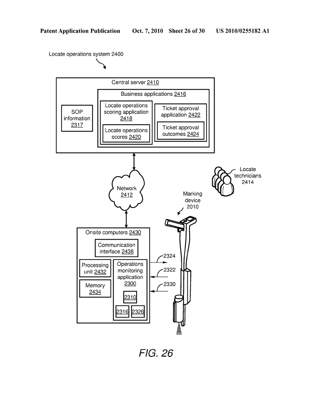 MARKING APPARATUS HAVING OPERATIONAL SENSORS FOR UNDERGROUND FACILITY MARKING OPERATIONS, AND ASSOCIATED METHODS AND SYSTEMS - diagram, schematic, and image 27