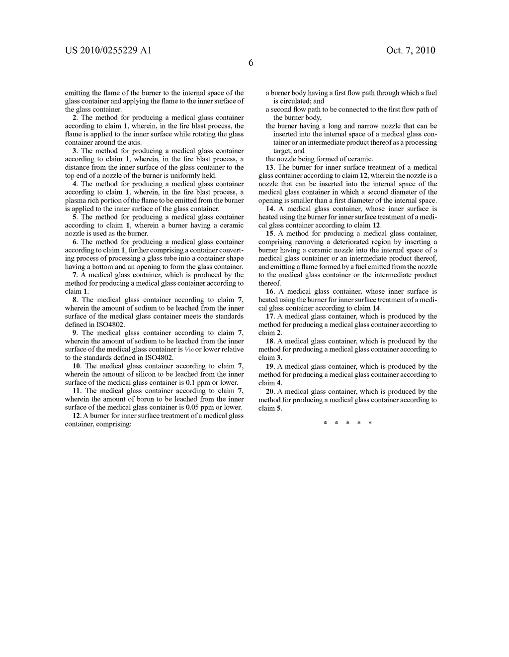 Method for producing medical glass container and burner for inner surface treatment of medical glass container - diagram, schematic, and image 12