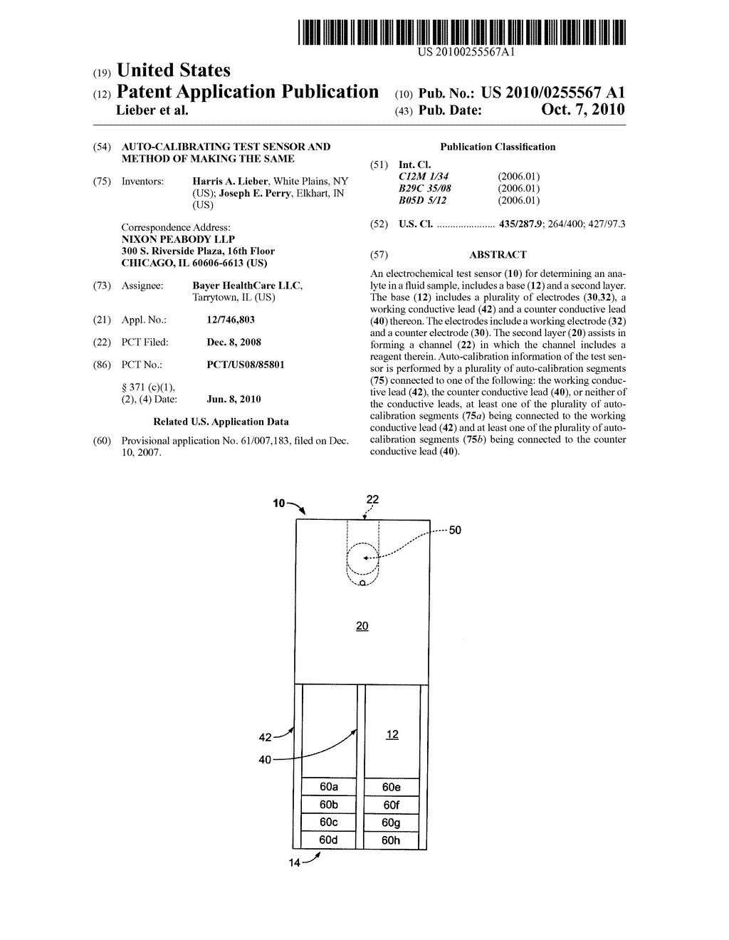  AUTO-CALIBRATING TEST SENSOR AND METHOD OF MAKING THE SAME - diagram, schematic, and image 01