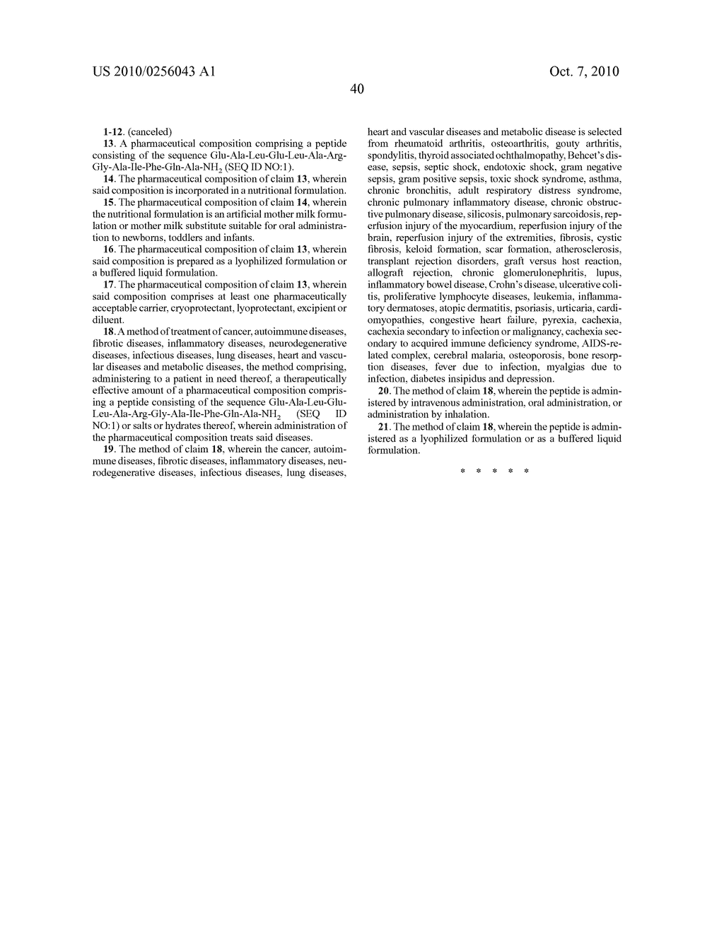 USE OF A PEPTIDE AS A THERAPEUTIC AGENT - diagram, schematic, and image 41