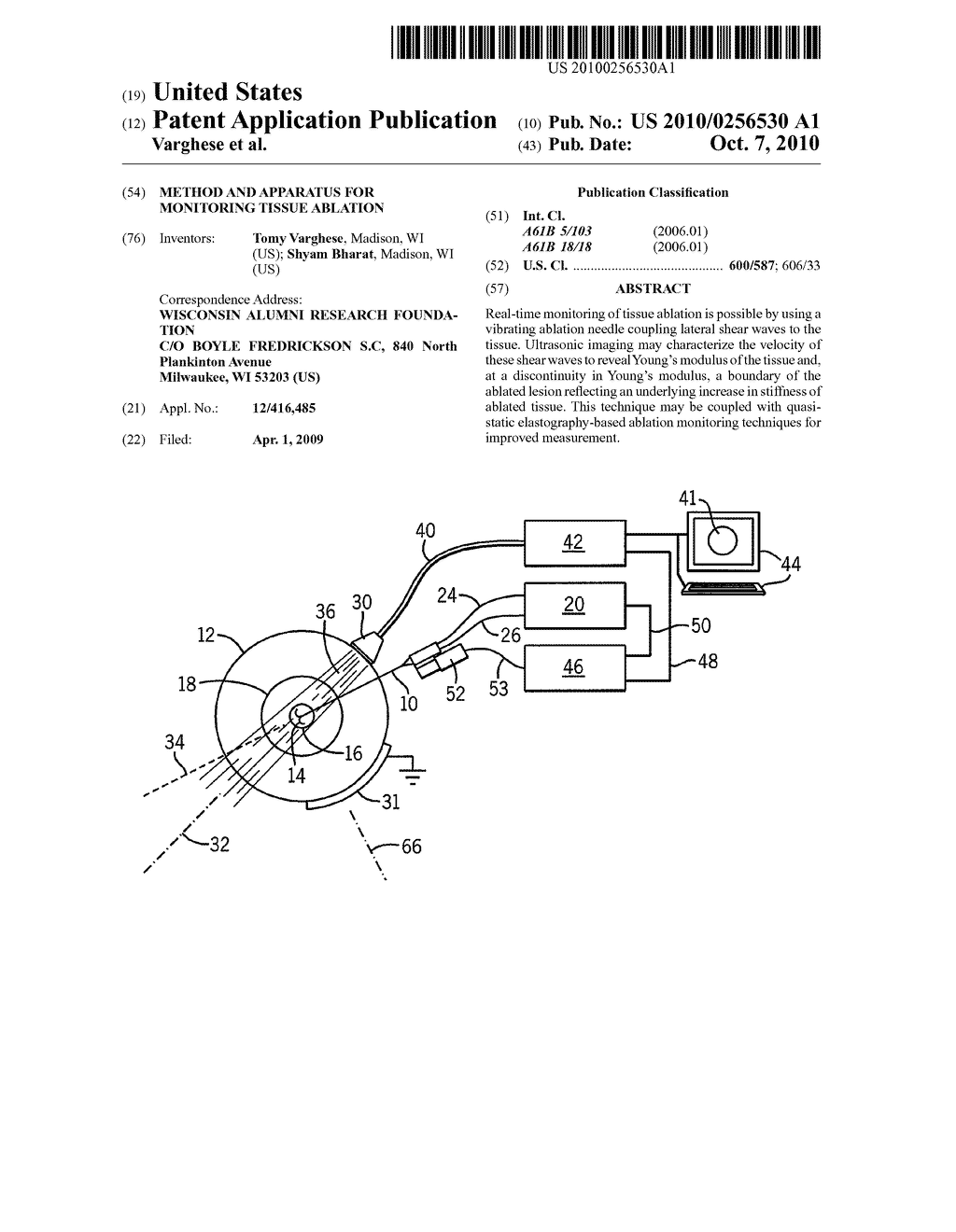 METHOD AND APPARATUS FOR MONITORING TISSUE ABLATION - diagram, schematic, and image 01