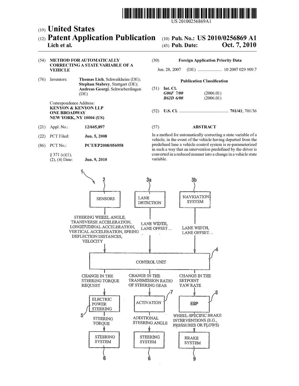 METHOD FOR AUTOMATICALLY CORRECTING A STATE VARIABLE OF A VEHICLE - diagram, schematic, and image 01