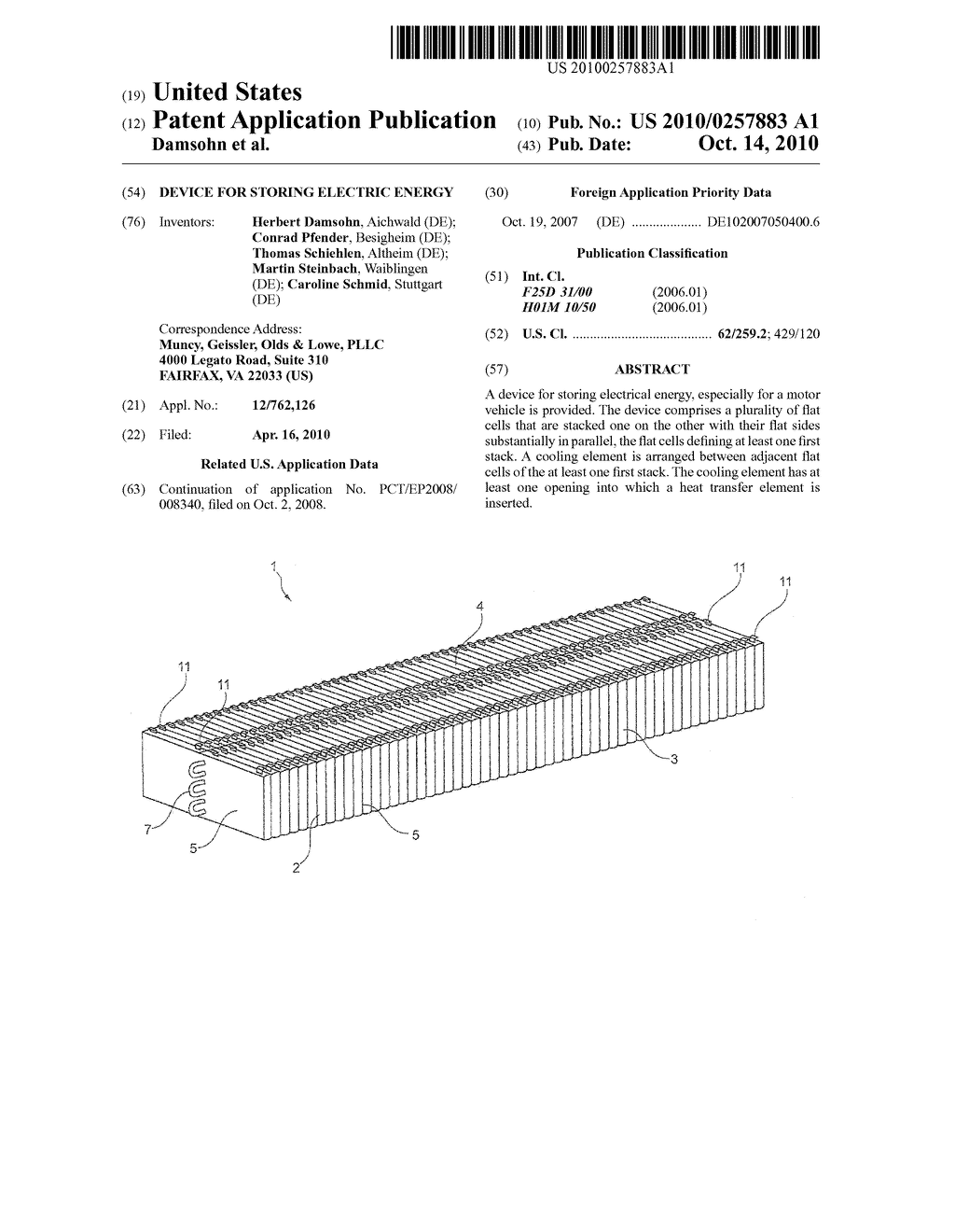 DEVICE FOR STORING ELECTRIC ENERGY - diagram, schematic, and image 01