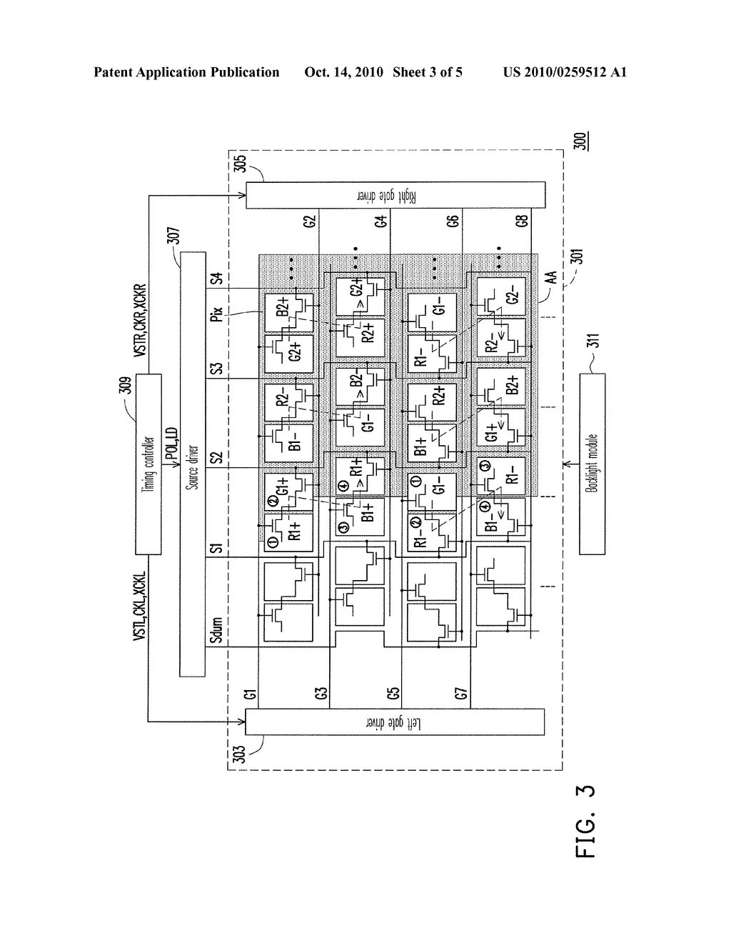 PIXEL ARRAY STRUCTURE, FLAT DISPLAY PANEL AND METHOD FOR DRIVING FLAT DISPLAY PANEL THEREOF - diagram, schematic, and image 04