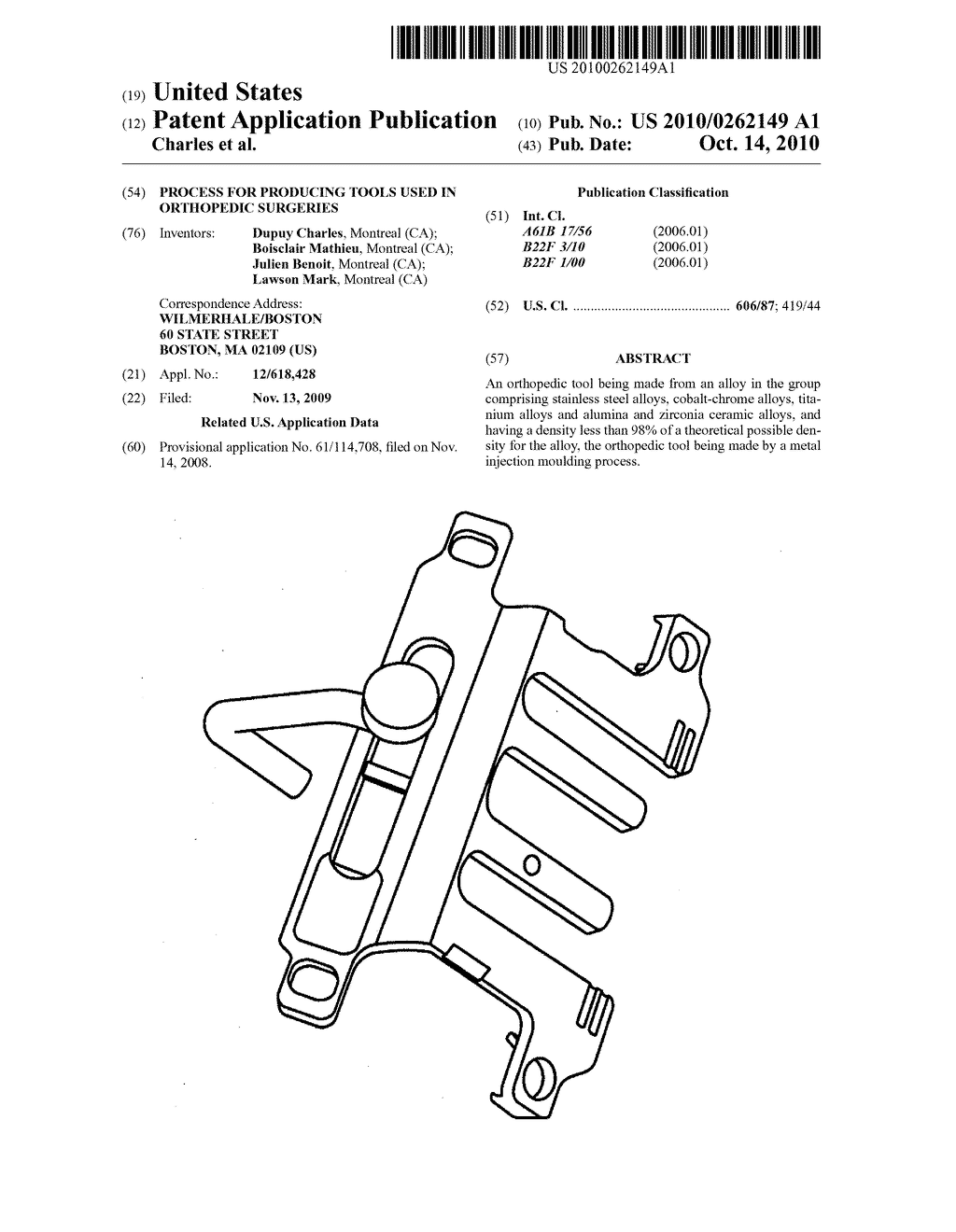 PROCESS FOR PRODUCING TOOLS USED IN ORTHOPEDIC SURGERIES - diagram, schematic, and image 01