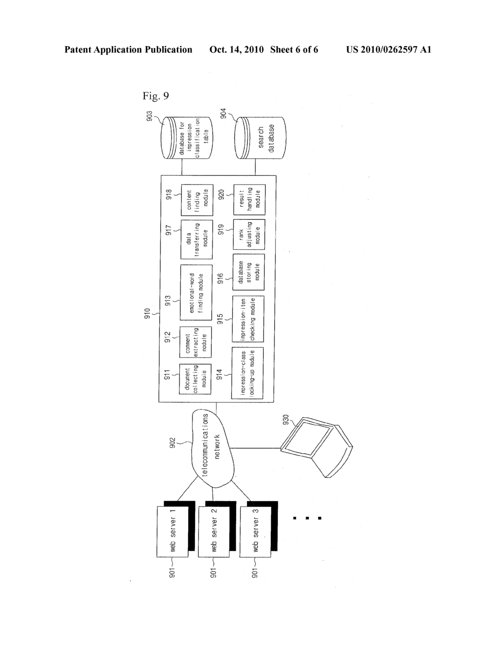 METHOD AND SYSTEM FOR SEARCHING INFORMATION OF COLLECTIVE EMOTION BASED ON COMMENTS ABOUT CONTENTS ON INTERNET - diagram, schematic, and image 07