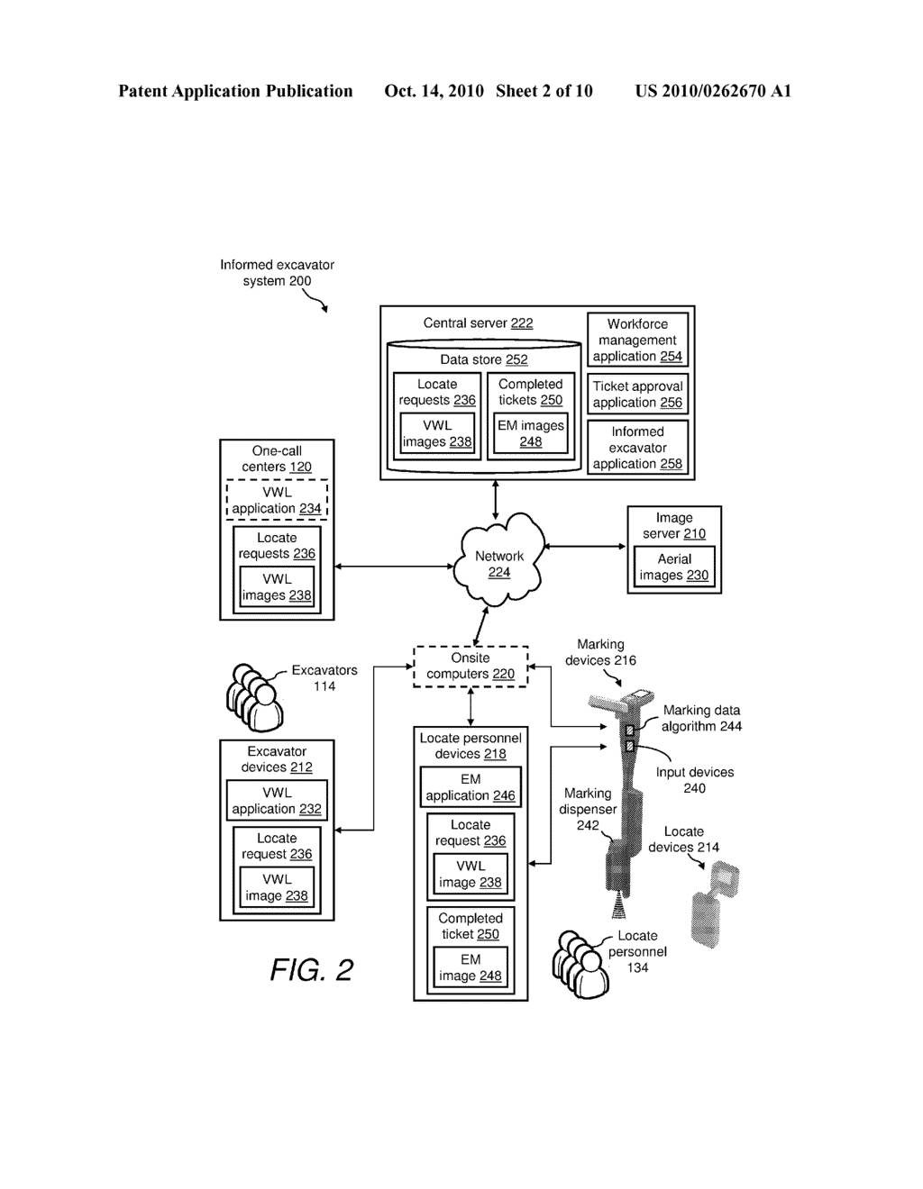 METHODS, APPARATUS AND SYSTEMS FOR COMMUNICATING INFORMATION RELATING TO THE PERFORMANCE OF UNDERGROUND FACILITY LOCATE AND MARKING OPERATIONS TO EXCAVATORS AND OTHER ENTITIES - diagram, schematic, and image 03