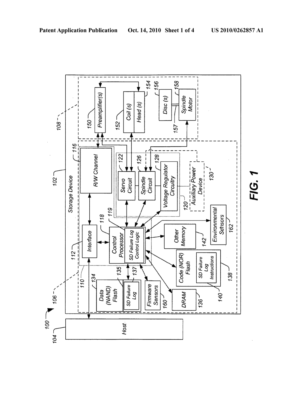 DATA STORAGE DEVICE INCLUDING A FAILURE DIAGNOSTIC LOG - diagram, schematic, and image 02