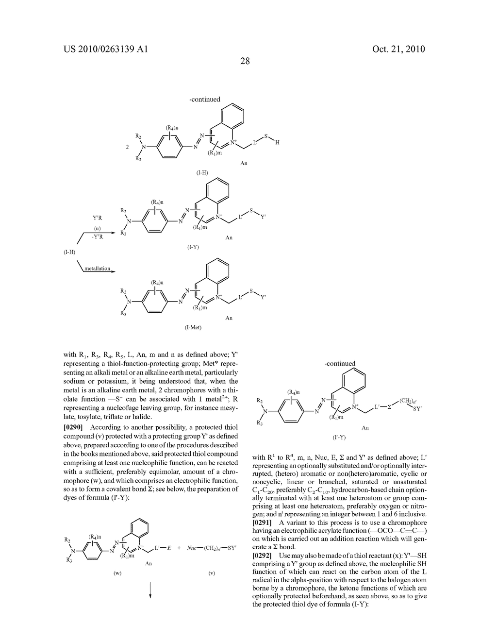 AZO QUINOLINIUM COMPOUNDS COMPRISING A DISULPHIDE/THIOL UNIT, COMPOSITIONS CONTAINING SAME, PROCESS FOR DYEING KERATIN FIBRES AND DEVICE - diagram, schematic, and image 29