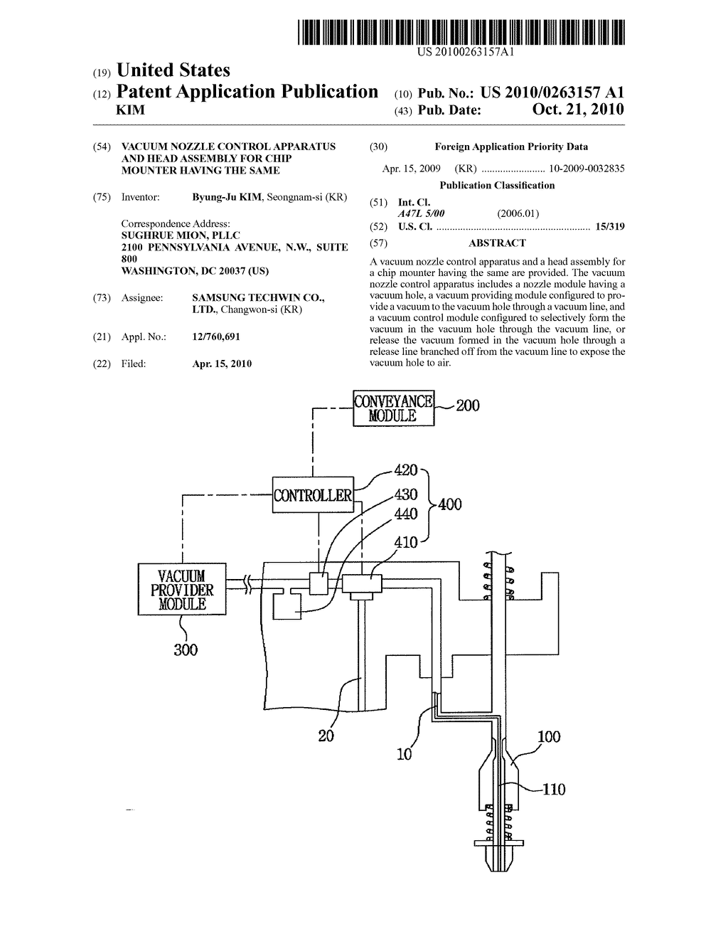 VACUUM NOZZLE CONTROL APPARATUS AND HEAD ASSEMBLY FOR CHIP MOUNTER HAVING THE SAME - diagram, schematic, and image 01