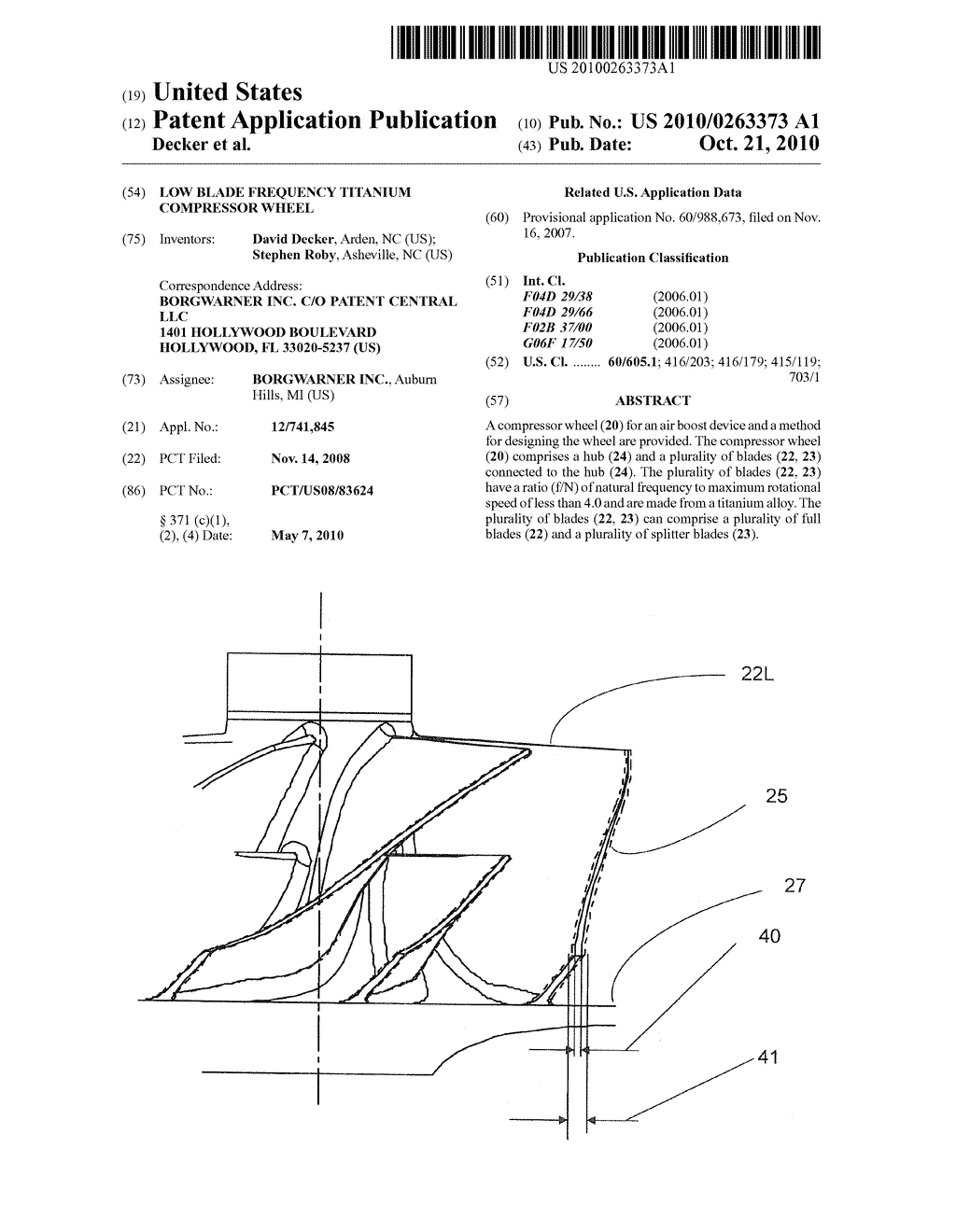 LOW BLADE FREQUENCY TITANIUM COMPRESSOR WHEEL - diagram, schematic, and image 01