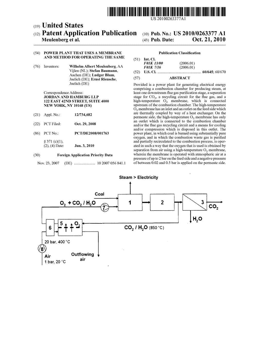 POWER PLANT THAT USES A MEMBRANE AND METHOD FOR OPERATING THE SAME - diagram, schematic, and image 01