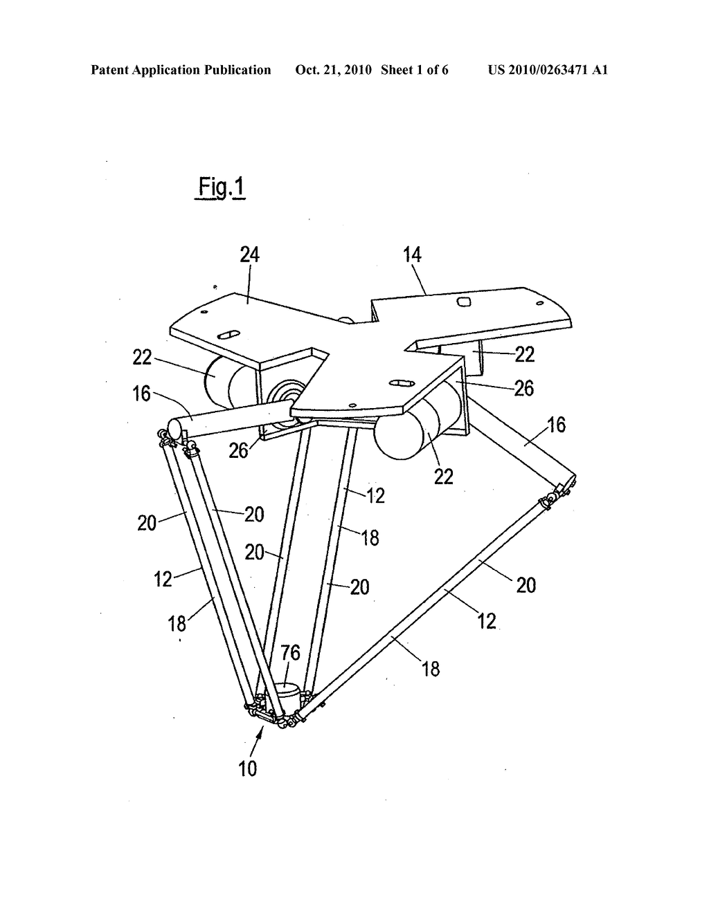 Robot having delta kinematics - diagram, schematic, and image 02