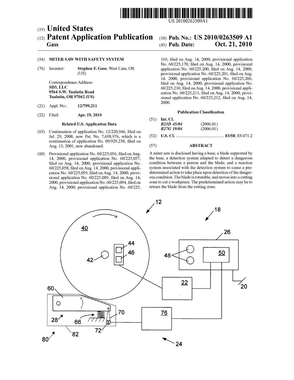 Miter saw with safety system - diagram, schematic, and image 01