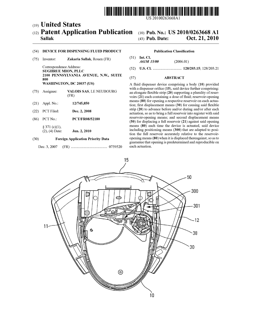 DEVICE FOR DISPENSING FLUID PRODUCT - diagram, schematic, and image 01