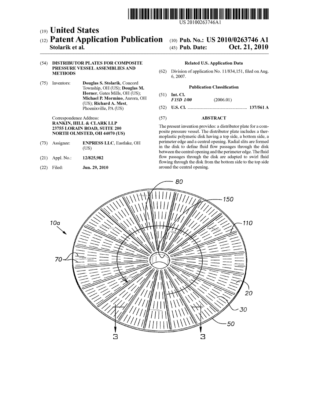 DISTRIBUTOR PLATES FOR COMPOSITE PRESSURE VESSEL ASSEMBLIES AND METHODS - diagram, schematic, and image 01