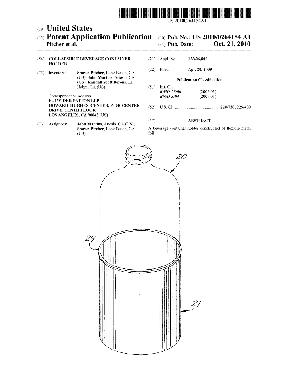 COLLAPSIBLE BEVERAGE CONTAINER HOLDER - diagram, schematic, and image 01