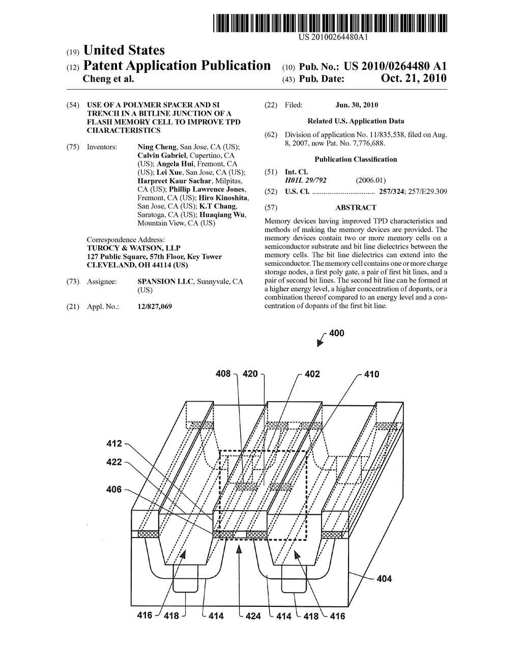 USE OF A POLYMER SPACER AND SI TRENCH IN A BITLINE JUNCTION OF A FLASH MEMORY CELL TO IMPROVE TPD CHARACTERISTICS - diagram, schematic, and image 01